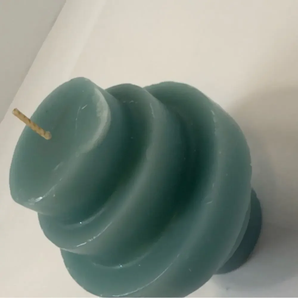Tiered Pillar Candle Seafoam Light Teal Blue Green geometric modern ocean 4” NEW